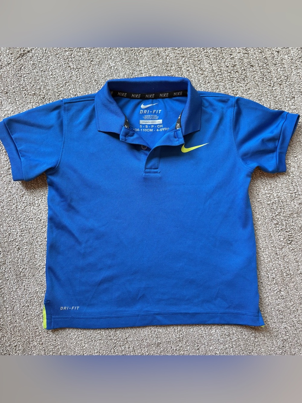 Boys Nike Performance Dri-fit Moisture Wicking Cobalt Blue Polo sz 5